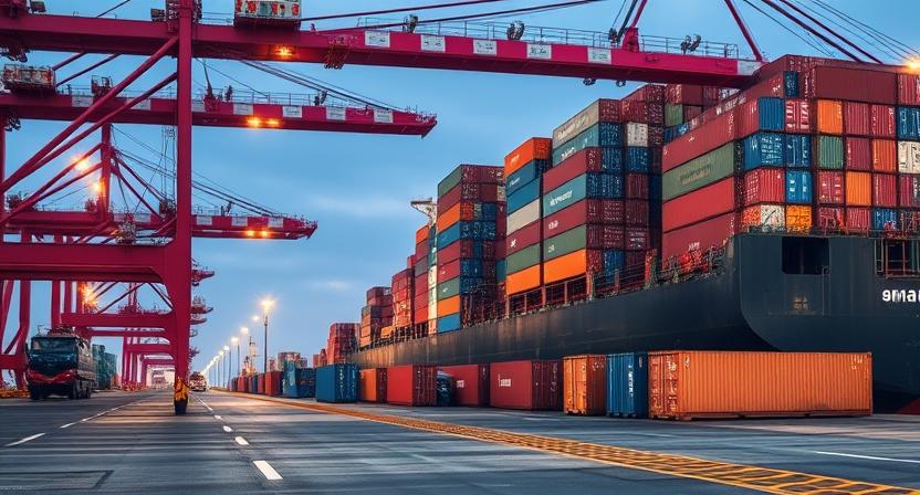 Unloading shipping containers in a port