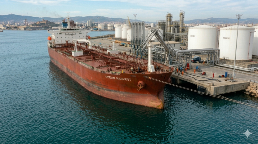An oil tanker at oil terminal
